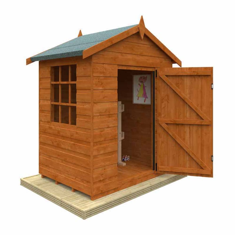 Buttercup Farm 3 x 4 Feet Mini Den 12mm Shed - Solid Wood/Softwood/Pine in Burnt Orange