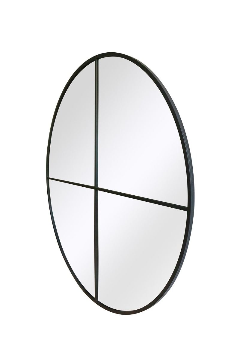 MirrorOutlet Black Large Circular Window Metal Garden Wall Mirror (200x200cm) 3