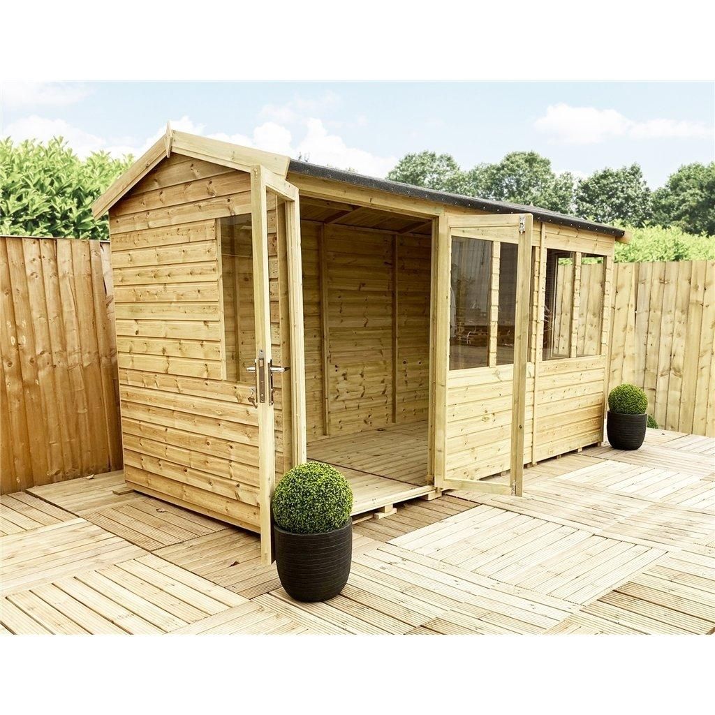 Marlborough 10 x 18 Reverse Pressure Treated Apex Summerhouse with Short Windows in Natural