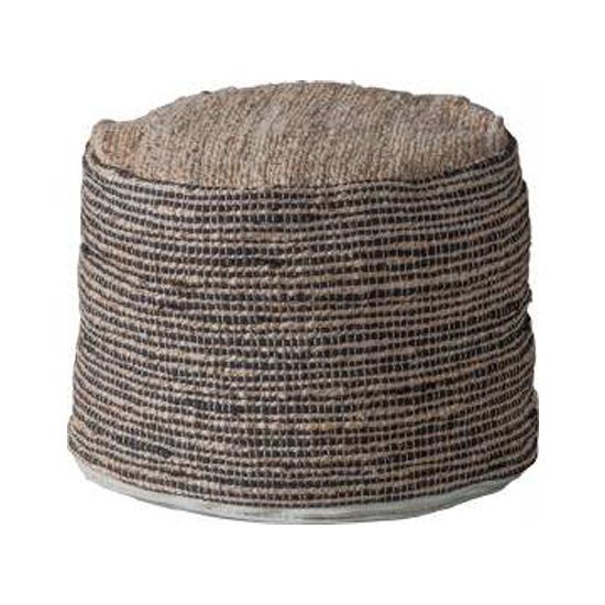Castro Fabric Upholstered Round Pouffe In Jute
