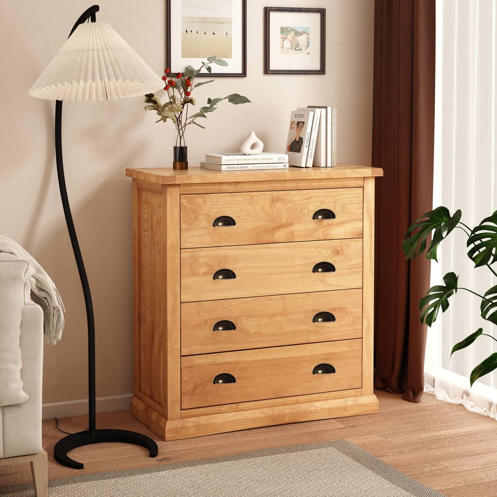 Cabinet Bits Lucca 4 Drawer Chest of Drawers Brass Cup Handle in Light Brown