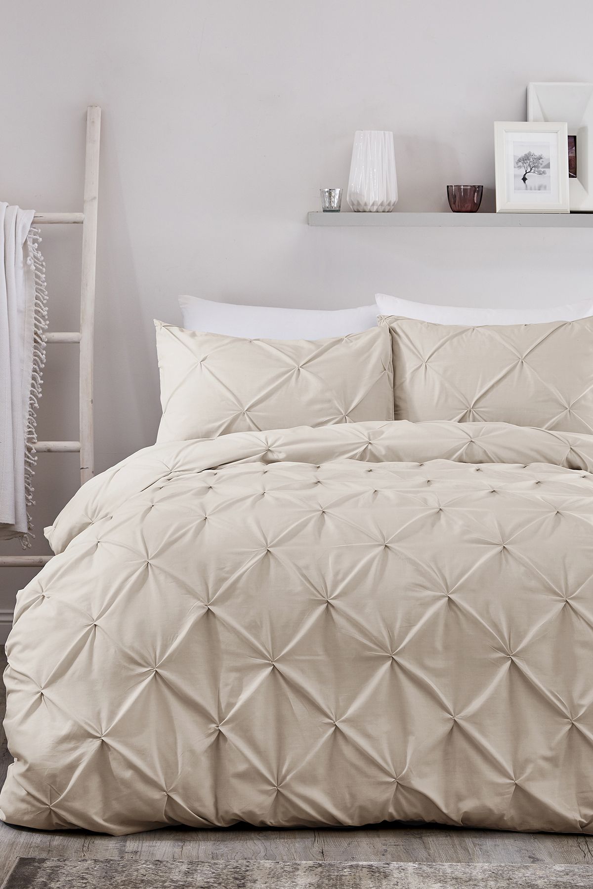 Serene 'Lara' Luxury Ruched Duvet Cover Set in Natural