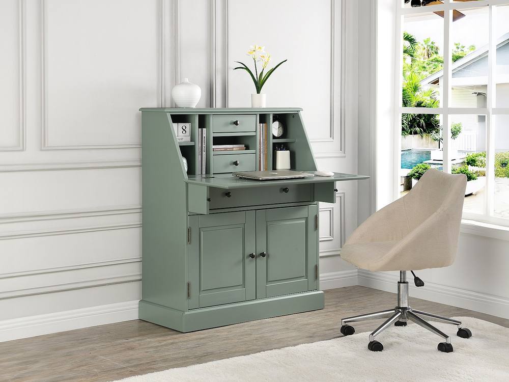 Vente-unique Secretary Desk - Pine & MDF - Almond Green - CLEORE