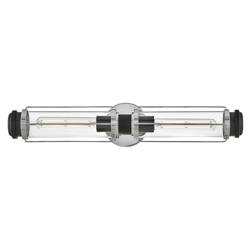 Netlighting Masthead 2 Light Outdoor Wall Light Polished Chrome & Black IP44 in Grey