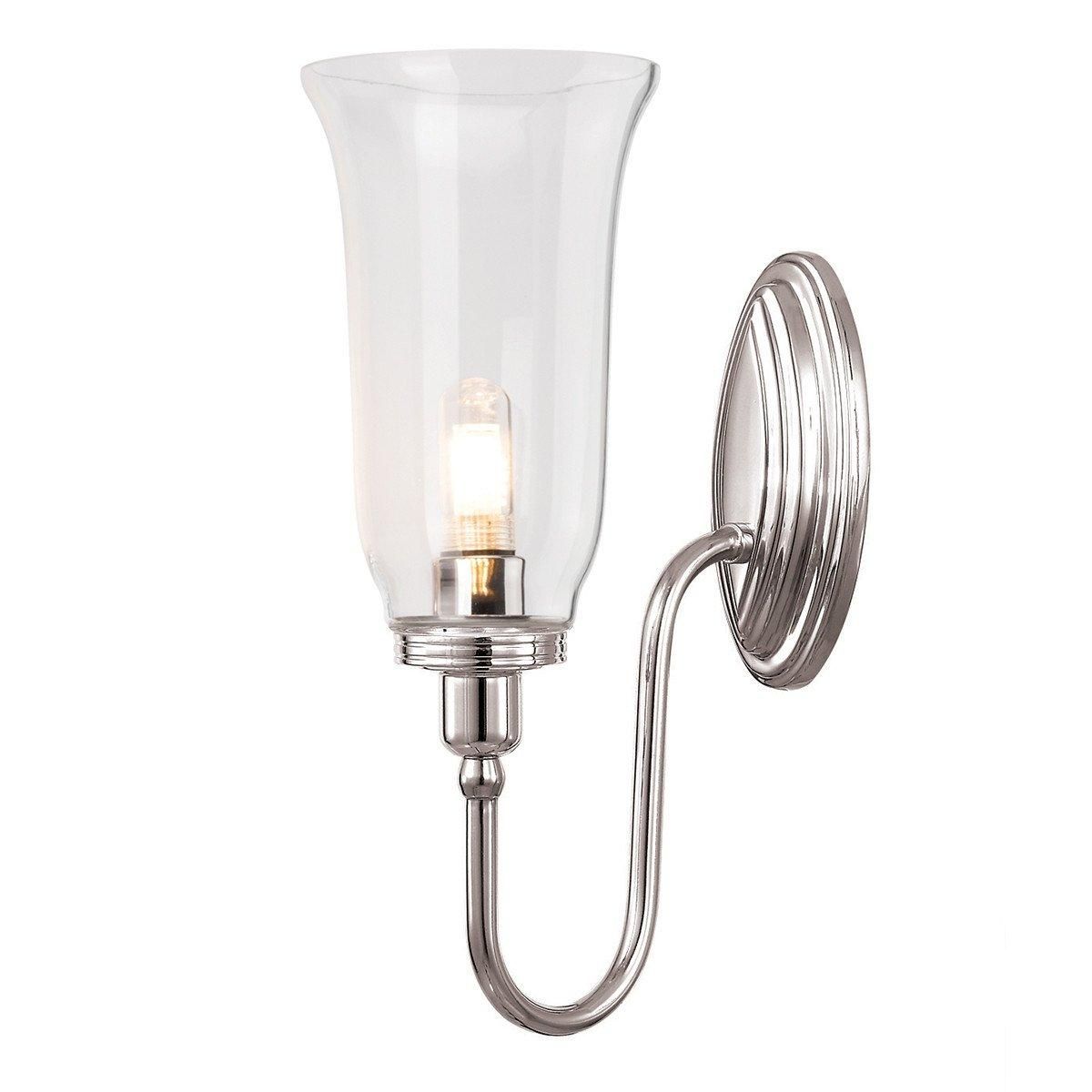 Netlighting Blake 1 Light Bathroom Wall Light Polished Nickel IP44 G9 in Grey
