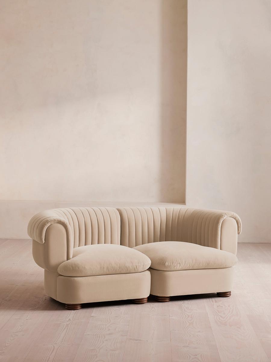Rava Modular Sofa, Three Seater, Velvet, Porcelain