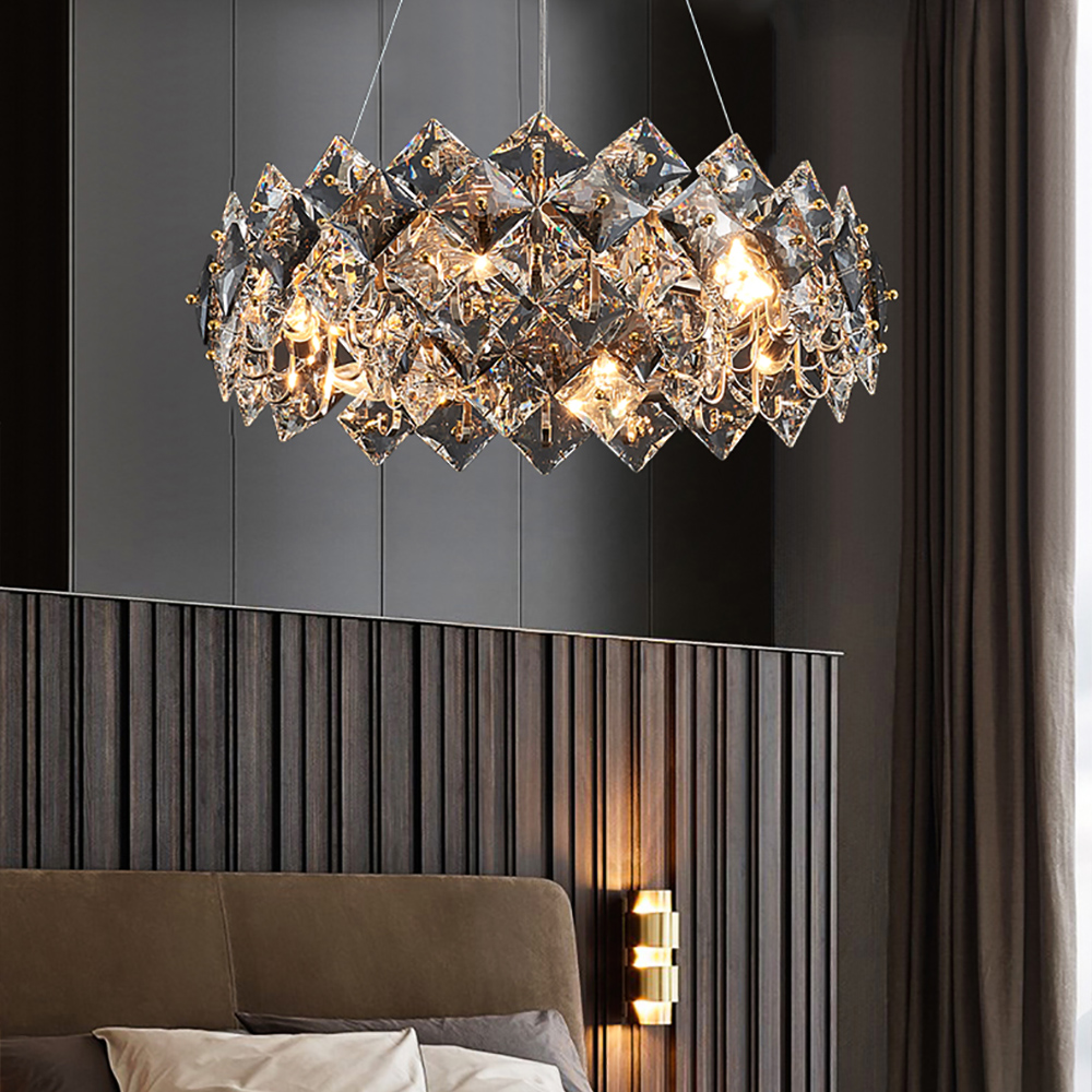 Crystack Modern 6-Light Tiered Crystal Chandelier with Adjustable Cables