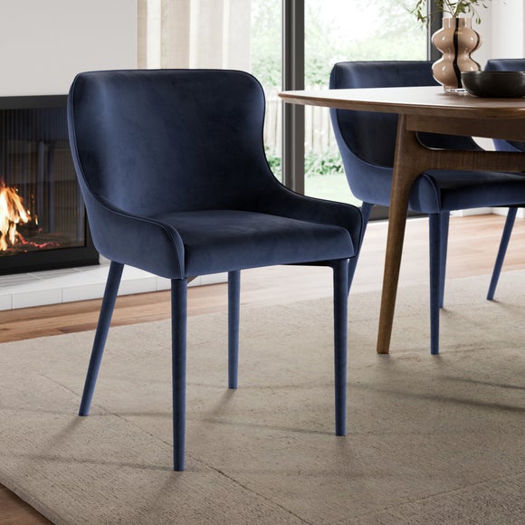 Montreal Set of 2 Fully Upholstered Dining Chairs, Velvet