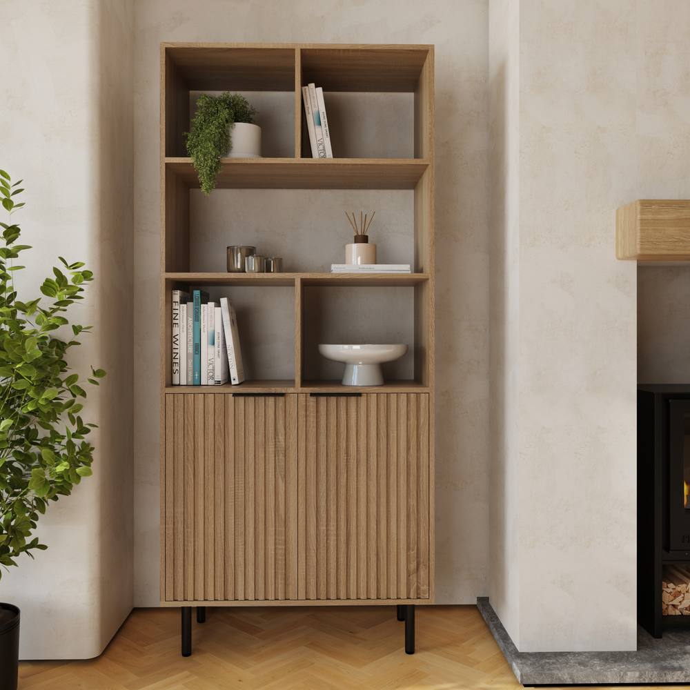 GFW Nervata Bookcase in Light Oak