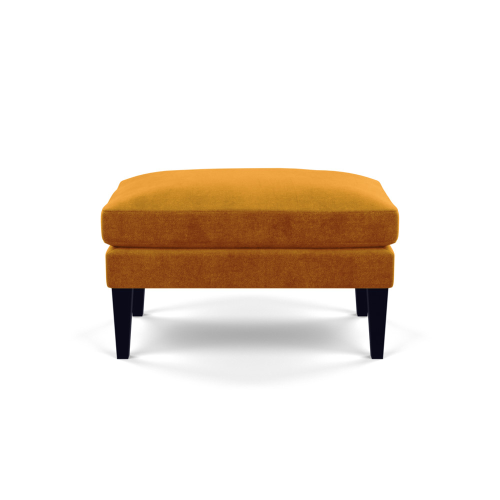 Heal's Wallis Ottoman Smart Luxe Velvet Cognac Black Feet