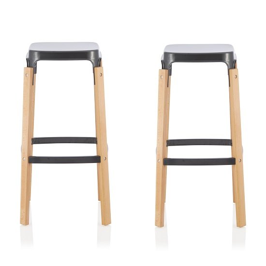 Hoker 66cm Bar Stools In Gun Metal In A Pair