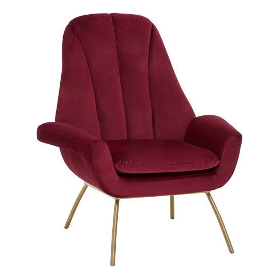 Biltun Velvet Bedroom Chair In Red