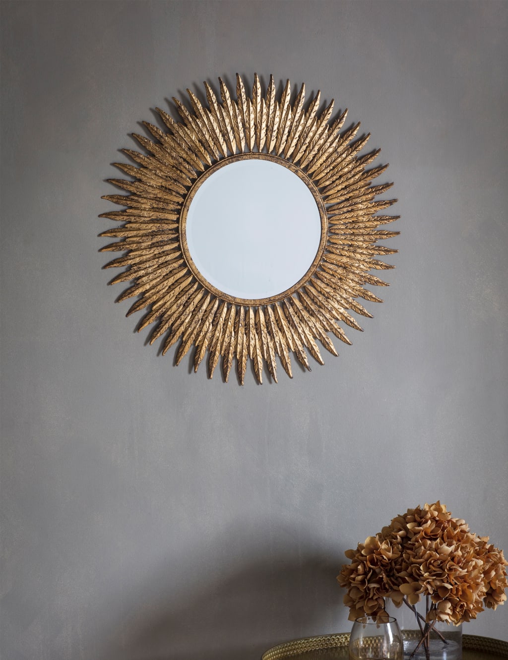 Gallery Direct Quill Small Round Wall Mirror Gold