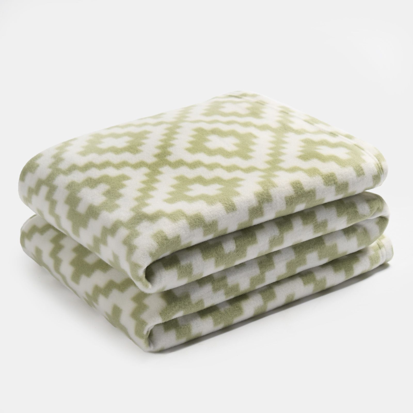OHS Geo Tile Throw Over Bed Blanket Travel Garden Chair Soft Fleece Warm Bedspread in Green