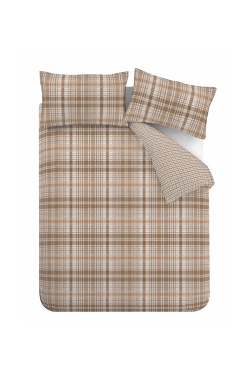 Catherine Lansfield Brushed Hamish Check Duvet Cover Set in Natural 5