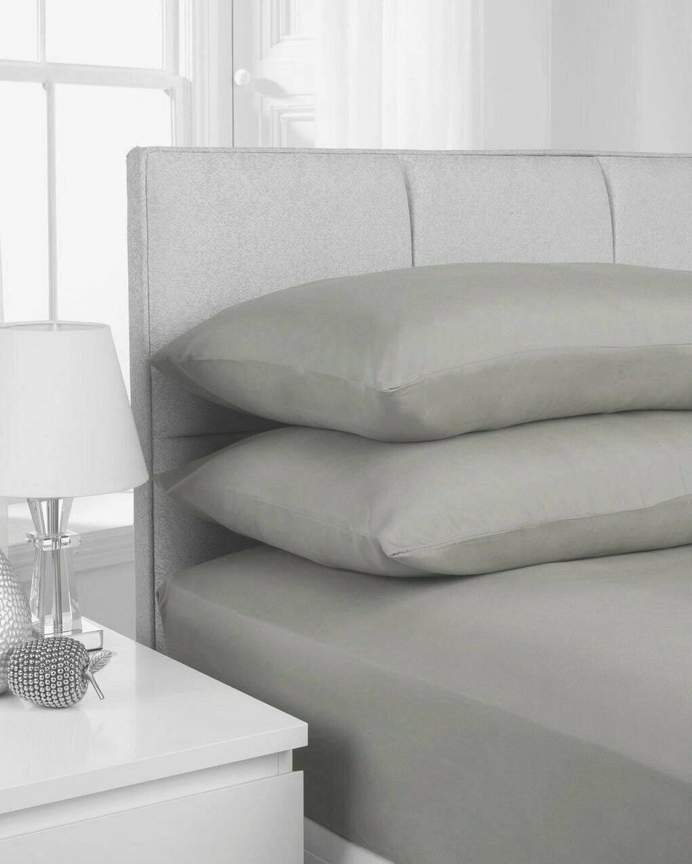 Smart Living Polycotton Bed Linen Luxury Bedsheet or Pillowcase Non Iron in Grey
