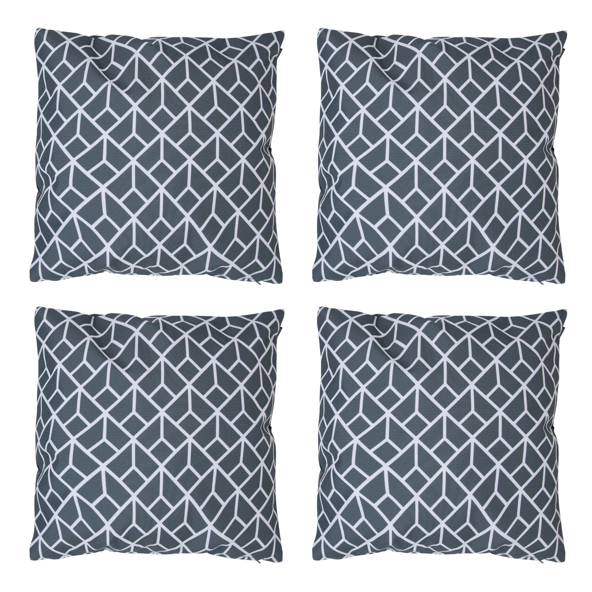 icon Indoor & Outdoor Waterproof Cushion Set of 4 Teal Grey Geometric Waterproof Cushion in Charcoal