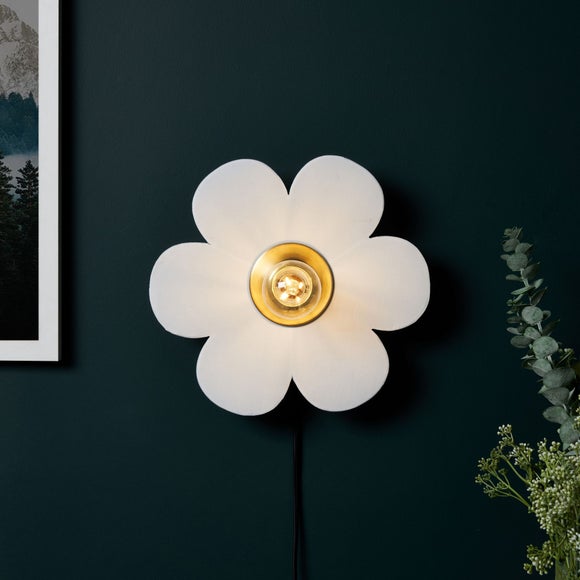 Flower Fabric Plug In Wall Light