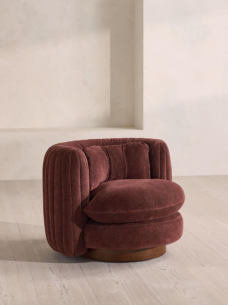 Vivienne Armchair, Linen Chenille, Bordeaux