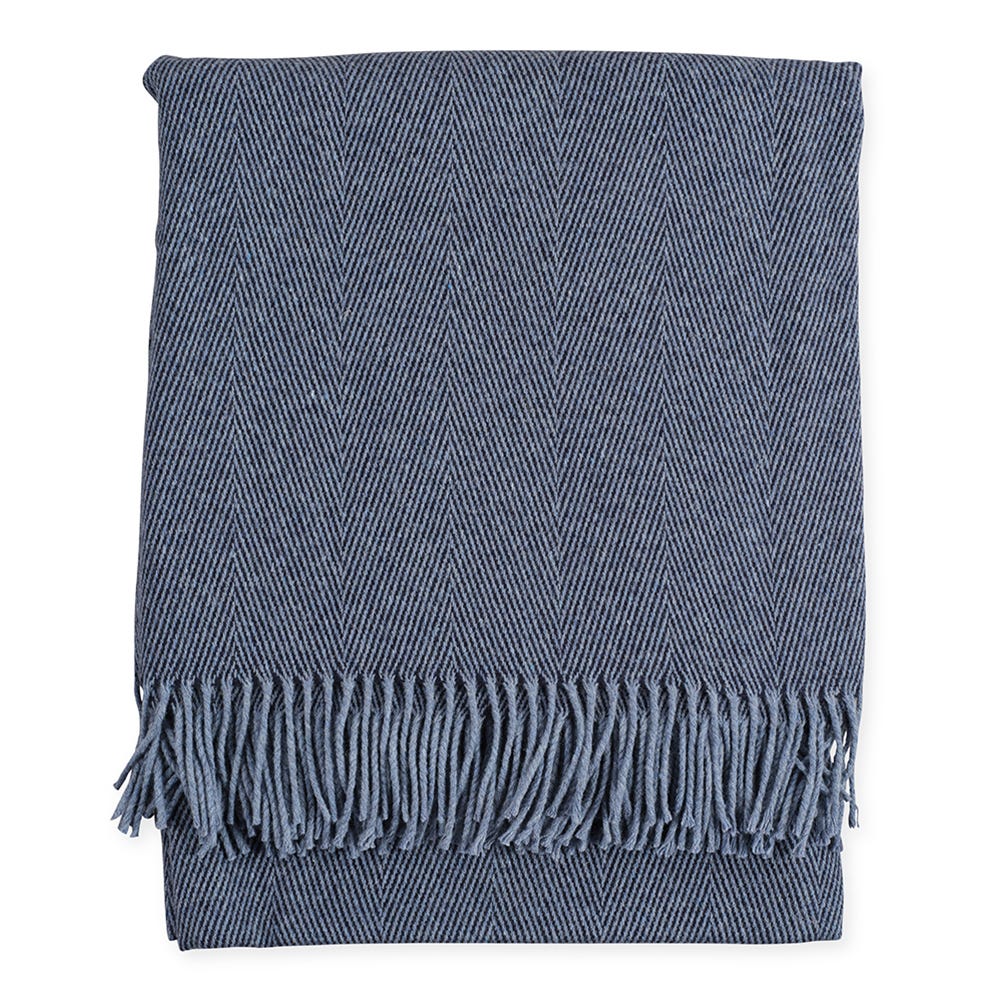 Heal's Herringbone Wool & Cashmere Throw Navy 2