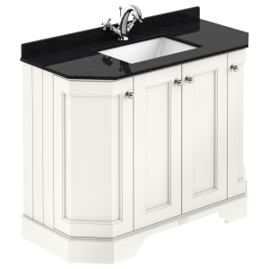 Bayswater Victrion Pointing White Angled Traditional Freestanding Vanity Unit & Black Marble Top Basin - 1000mm