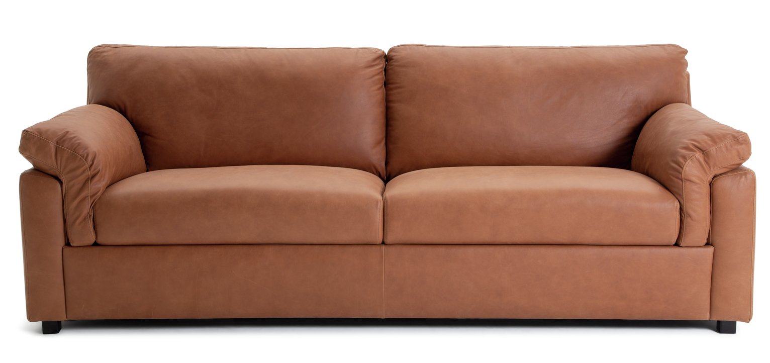 Habitat Florence 4 Seater Leather Sofa - Tan