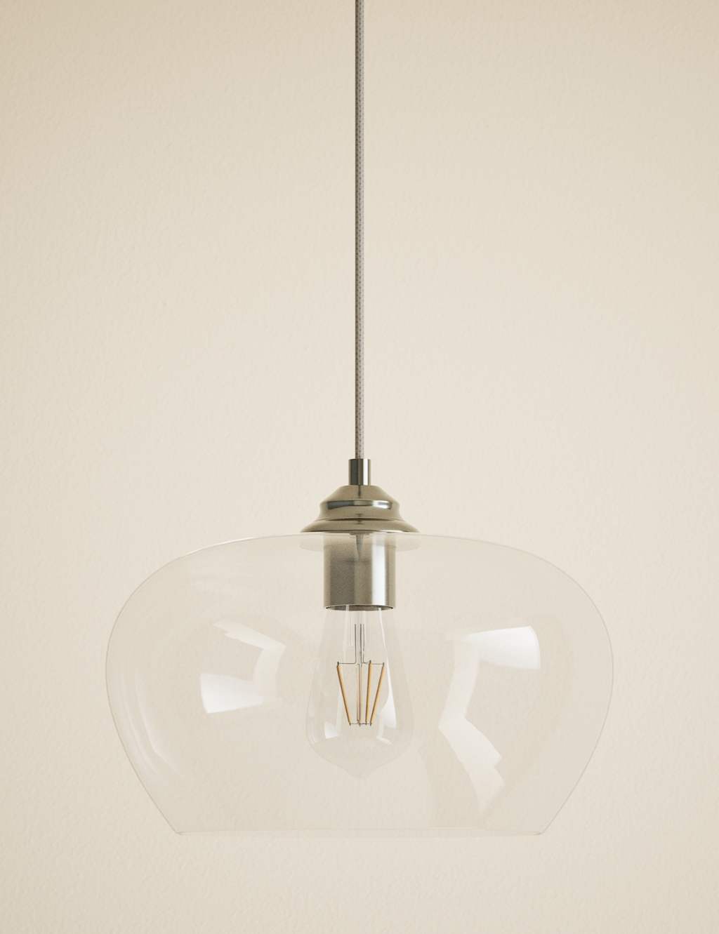 M&S Clear Glass Oval Shape Pendant Light Clear