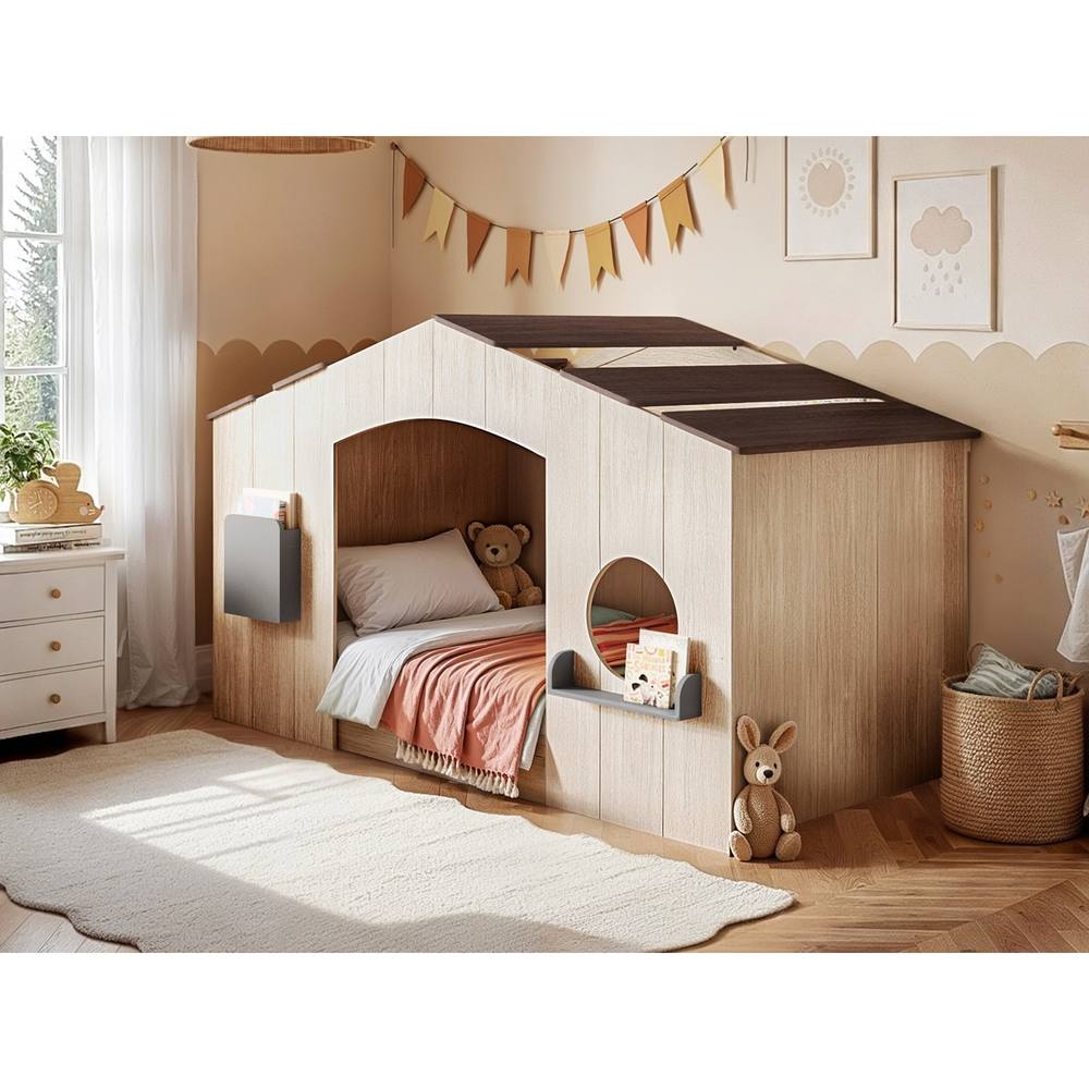 Flair Frankie Wooden House Bed in Brown