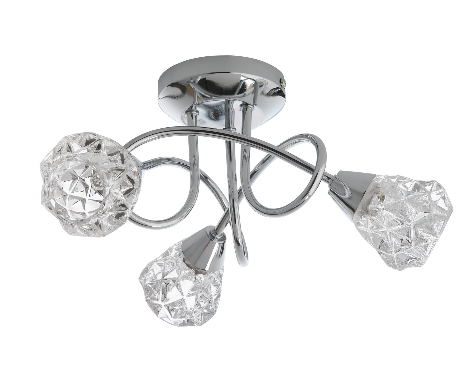 Argos Home Dico 3 Light Ceiling Light - Chrome & Glass