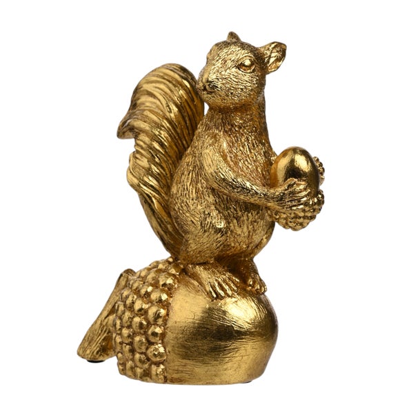 Hestia Gold Squirrel & Acorn Ornament