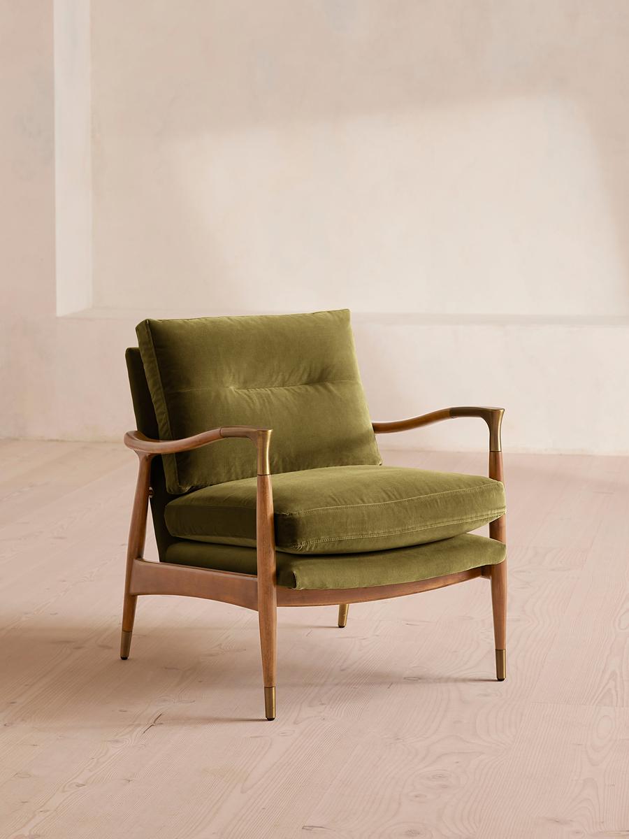Theodore Armchair, Velvet, Olive