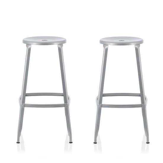 Bryson 66cm Metal Bar Stools In Silver In A Pair