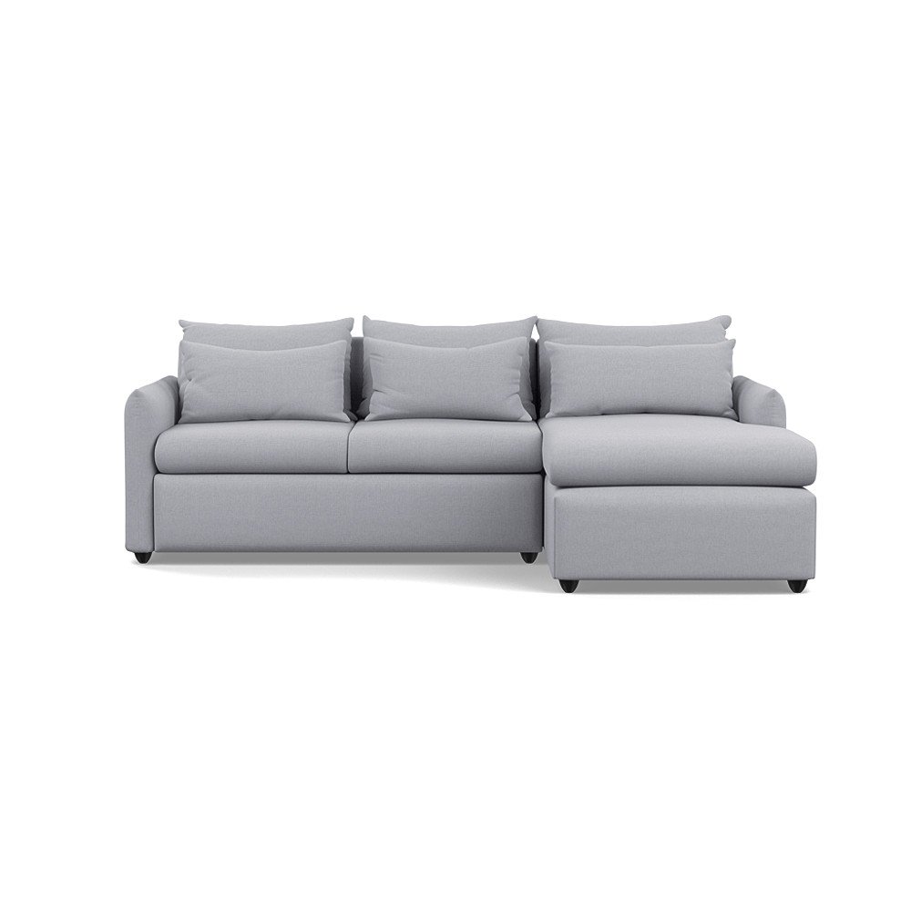 Heal's Pillow Medium RHF Corner Chaise Sofa Bed Brushed Cotton Pewter Black