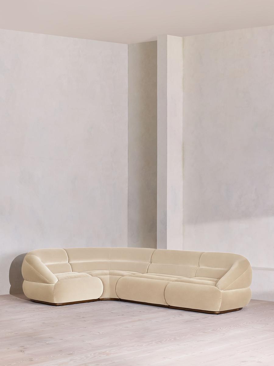 Edison Modular Sofa, L-Shape Sofa, Velvet, Porcelain
