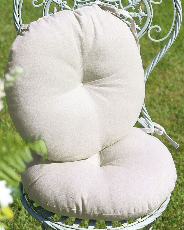 Dibor Set of 2 Grey Round Outdoor Chair Seat Pad Garden Furniture Cushions Dia 40cm