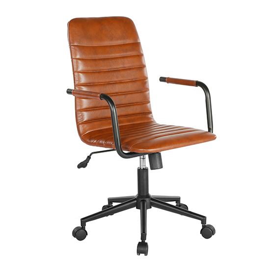 Beat Medium Back Faux Leather Home And Office Chair In Brown