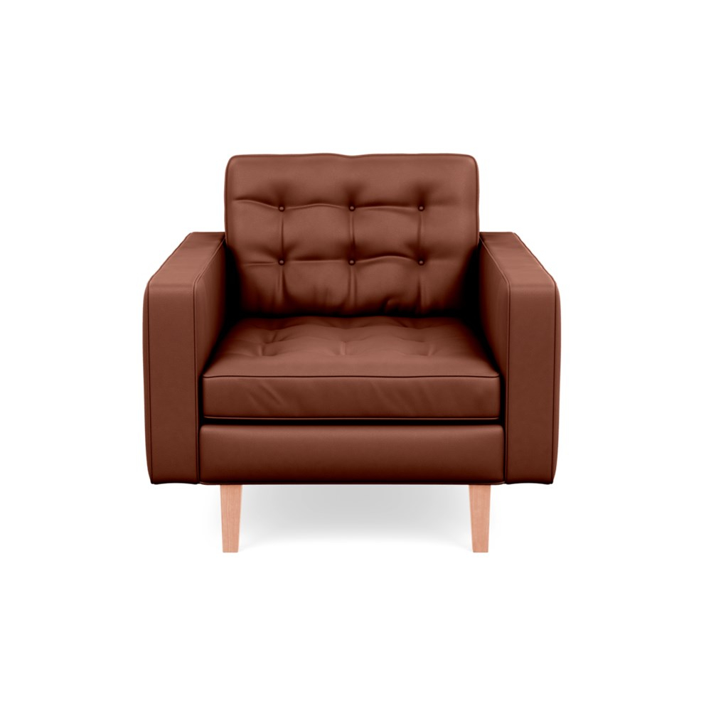 Heal's Hepburn Armchair Leather Grain Dark Brown 068 Natural Feet