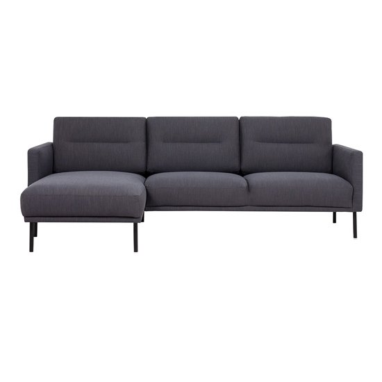 Nexa Fabric Left Handed Corner Sofa In Anthracite With Black Leg