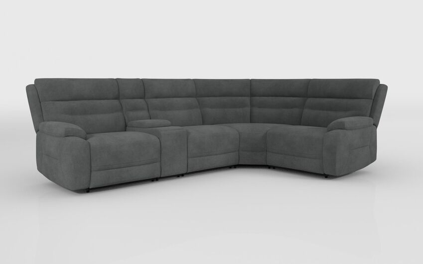 Grey Fabric Fenton 3 Corner 1 Sofa with Console