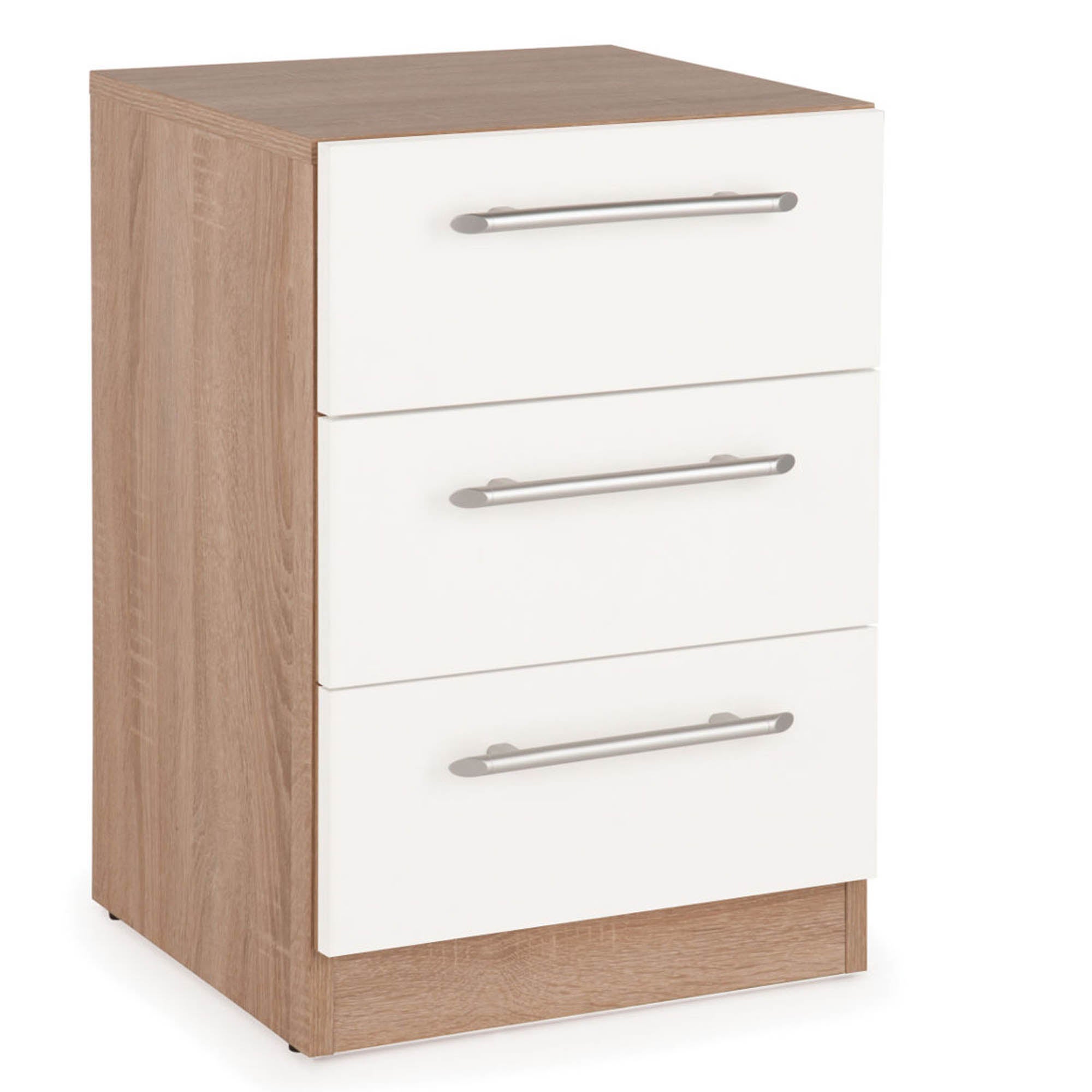 Hyde 3 Drawer Bedside Brown and White
