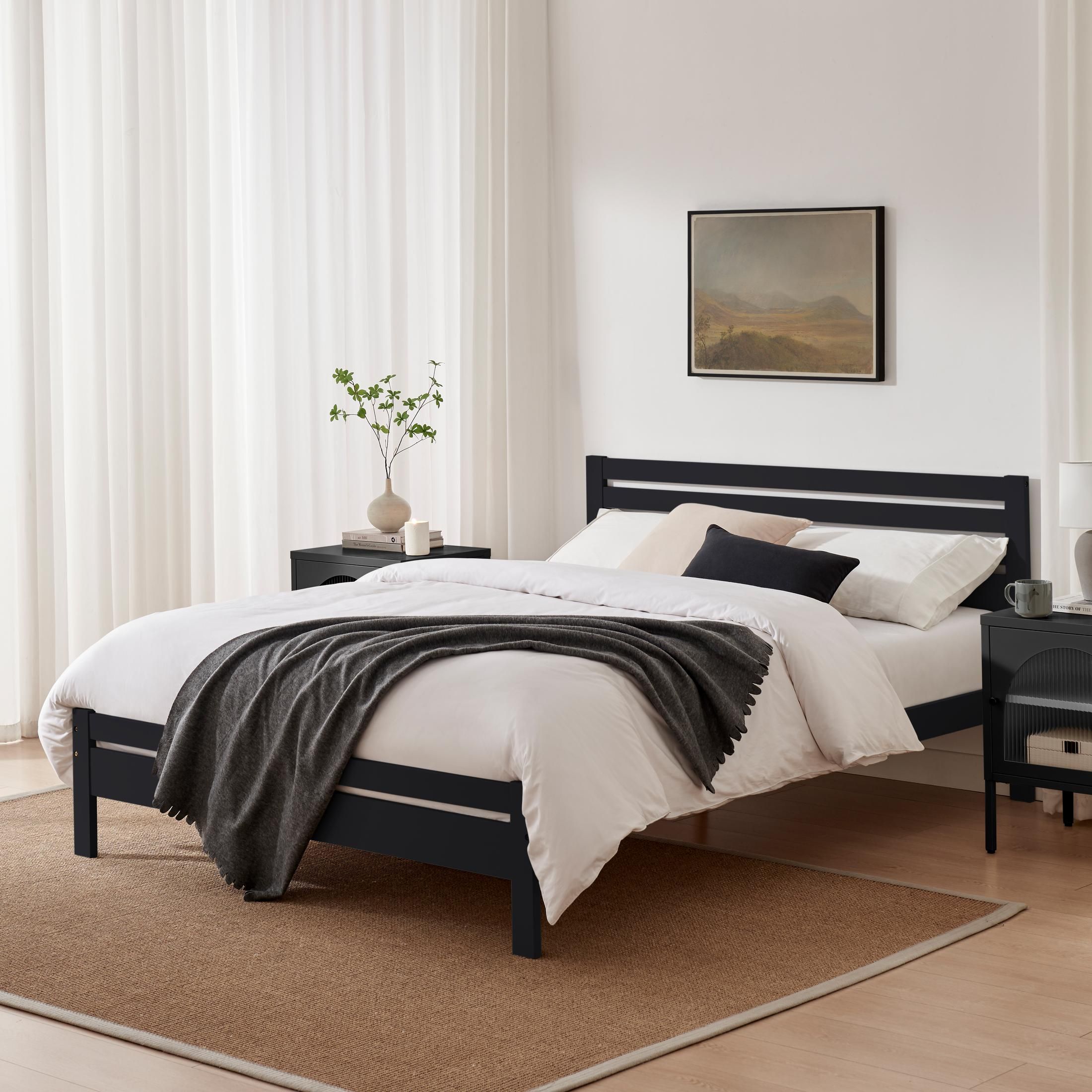FurnitureboxUK Declan Solid Pine King Size Bed Frame in Dark Grey