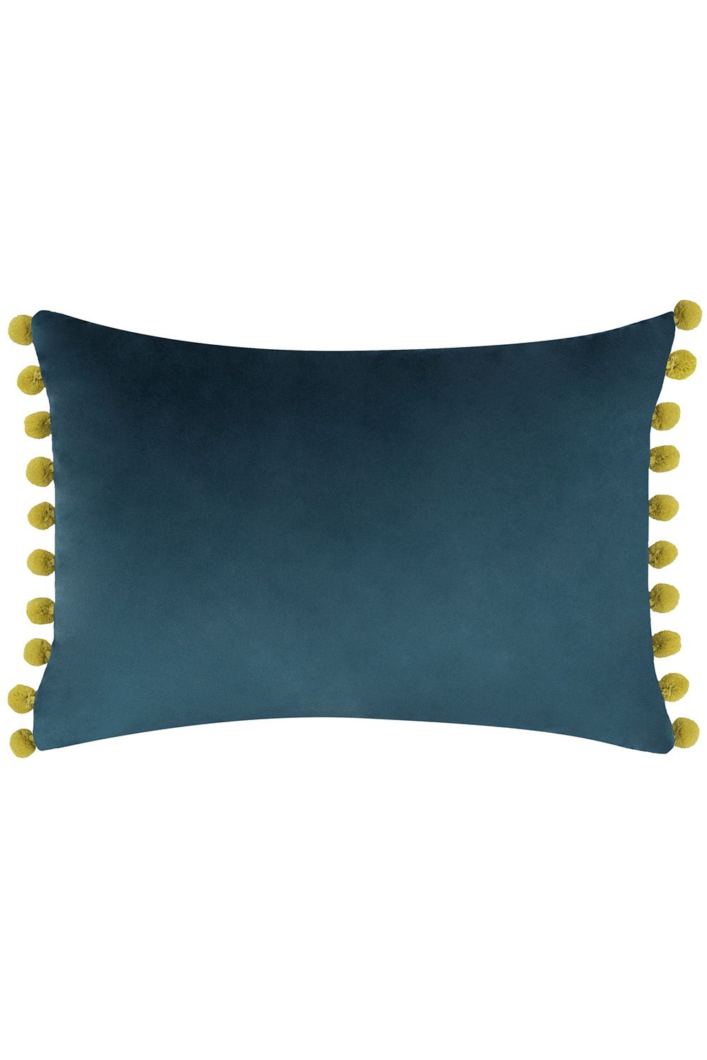 Paoletti Fiesta Soft Velvet Pom Pom Trimmed Cushion in Dark Blue