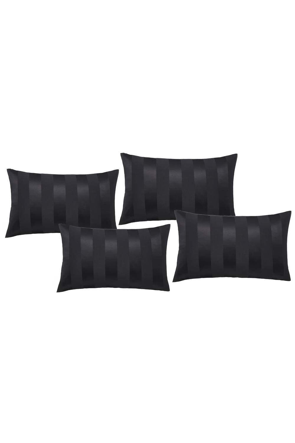 Catherine Lansfield 'So Soft Satin Stripe' Standard Pillowcase Pack of 4 in Black 3