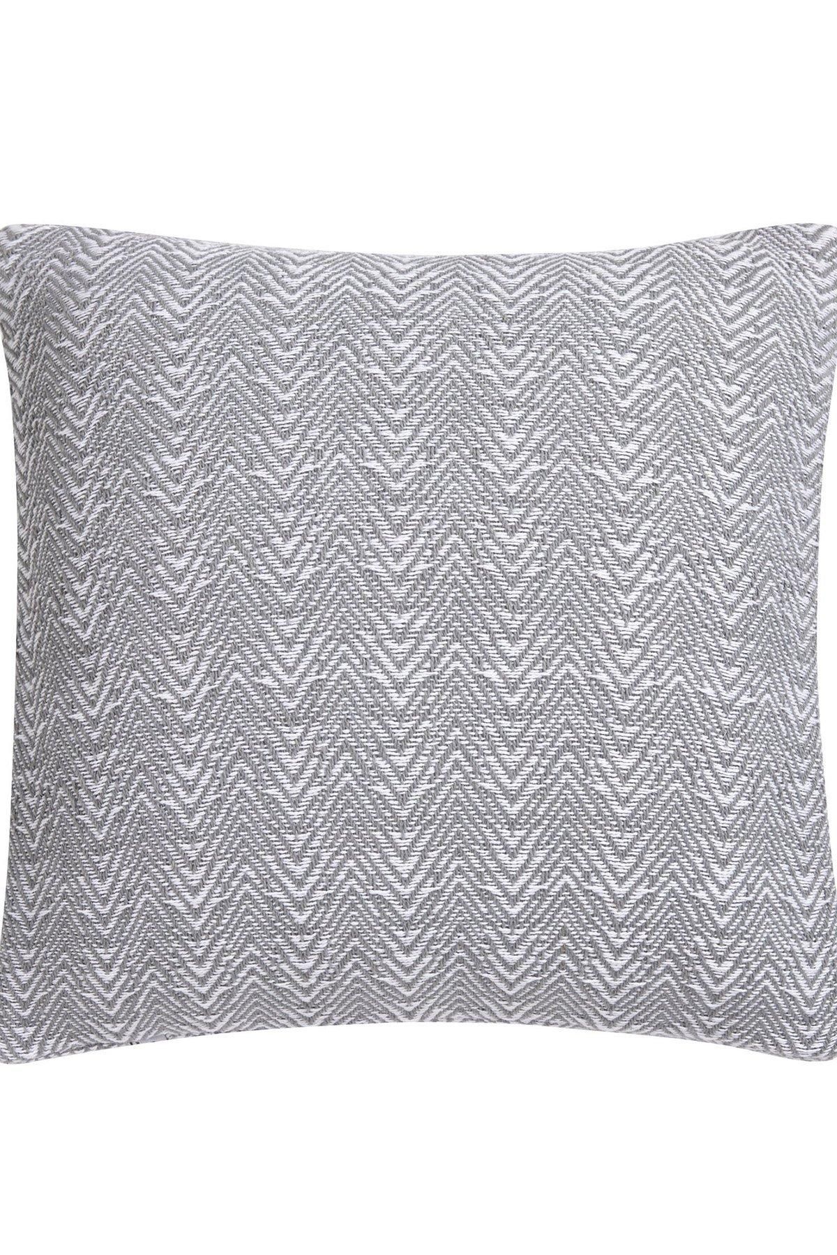 Appletree 'Herringbone' Filled Cushion 100% Cotton With Textured Weave in Silver