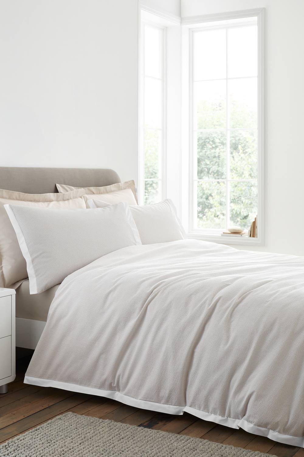 Bianca 'Seersucker Woven Stripe' 180 Thread Count Cotton Duvet Cover Set in Natural