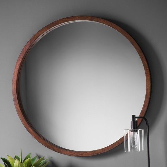 Kelton Retreat Wall Mirror Round In Mango Wood