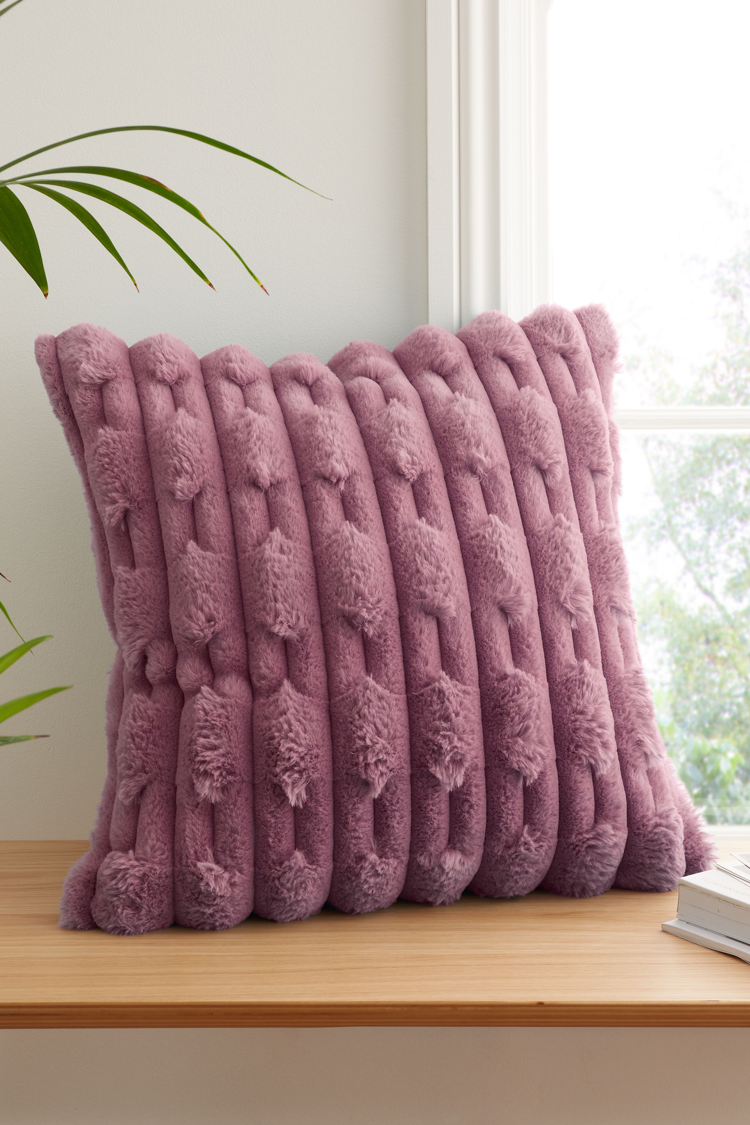 Bianca 'Carved Faux Fur' Cushion in Pink