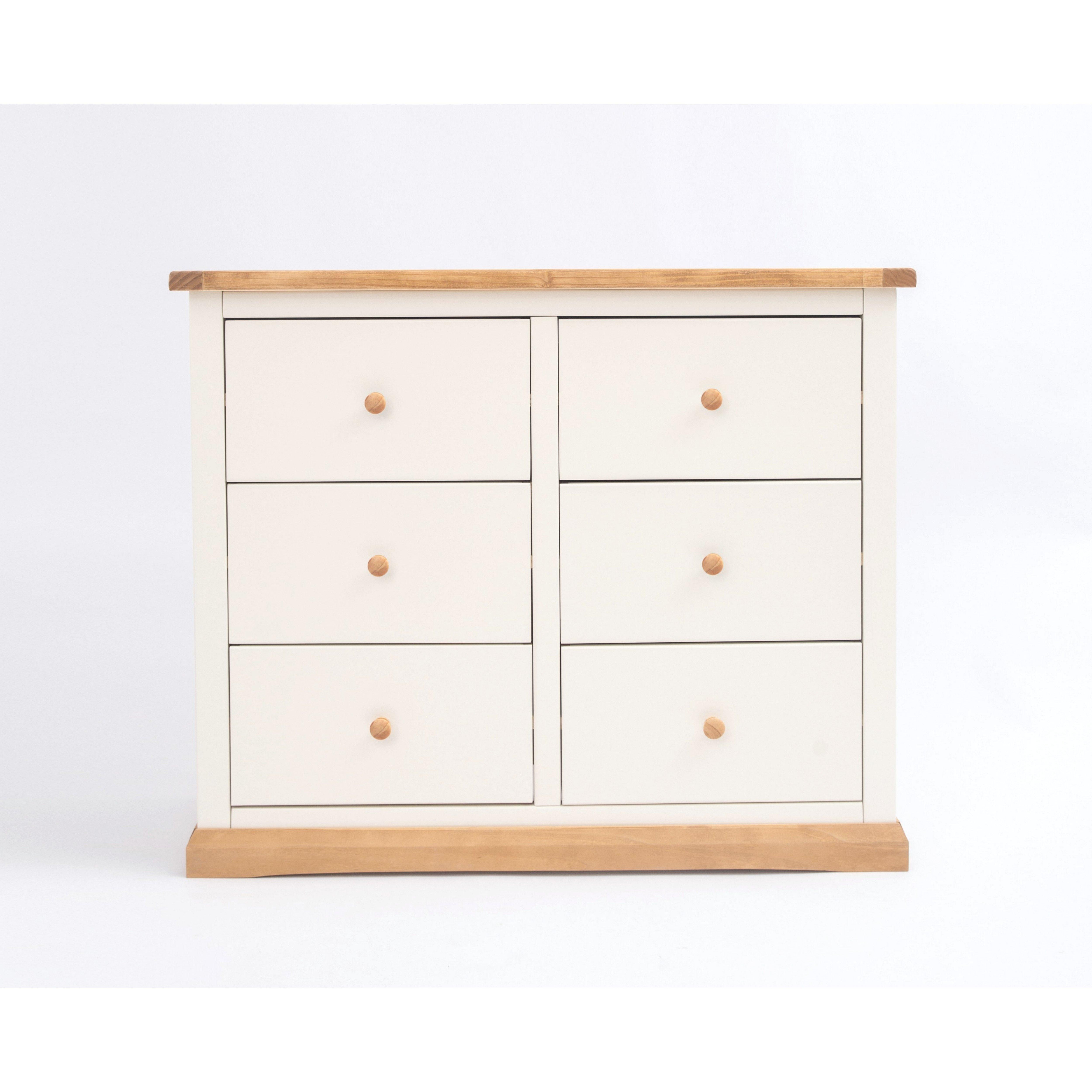 Cabinet Bits Trevi 6 Drawer Chest of Drawers Wood Knob in Off-White