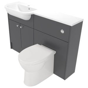 Deccado Benham Charcoal Grey Left Hand 1200mm Slimline Fitted Vanity & Toilet Pan Unit Combination with Left Hand Basin