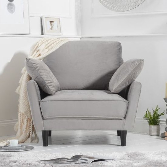 Caropy Velvet Upholstered Armchair In Grey